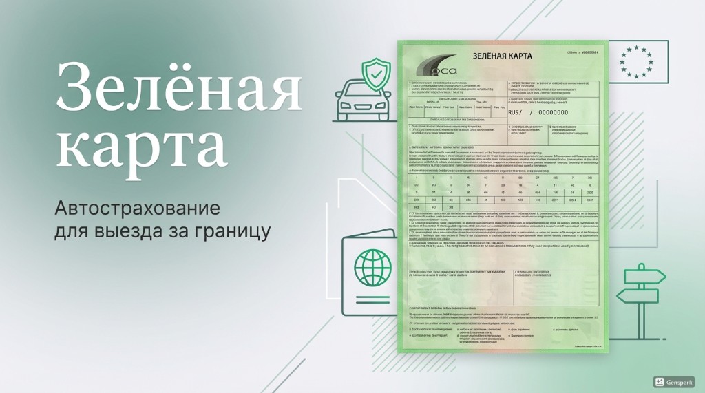 Образец традиционной Зелёной карты (Green Card) на зелёном бланке для международного автострахования